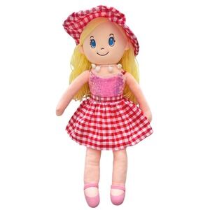 Creative Home & Kitchen Sophie 21" Decorative Rag Doll Blonde Red Gingham